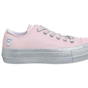 Converse X Miley Cyrus Chuck Taylor All Platform Pink with Silver Glitter Sz 11